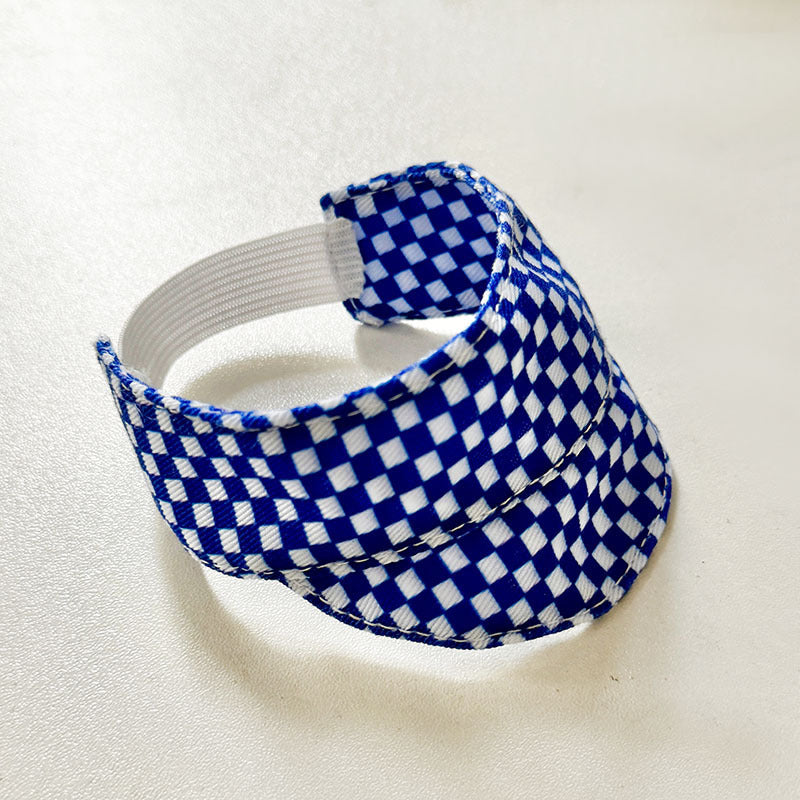 Blue and White Checkered Pattern Peaked Cap