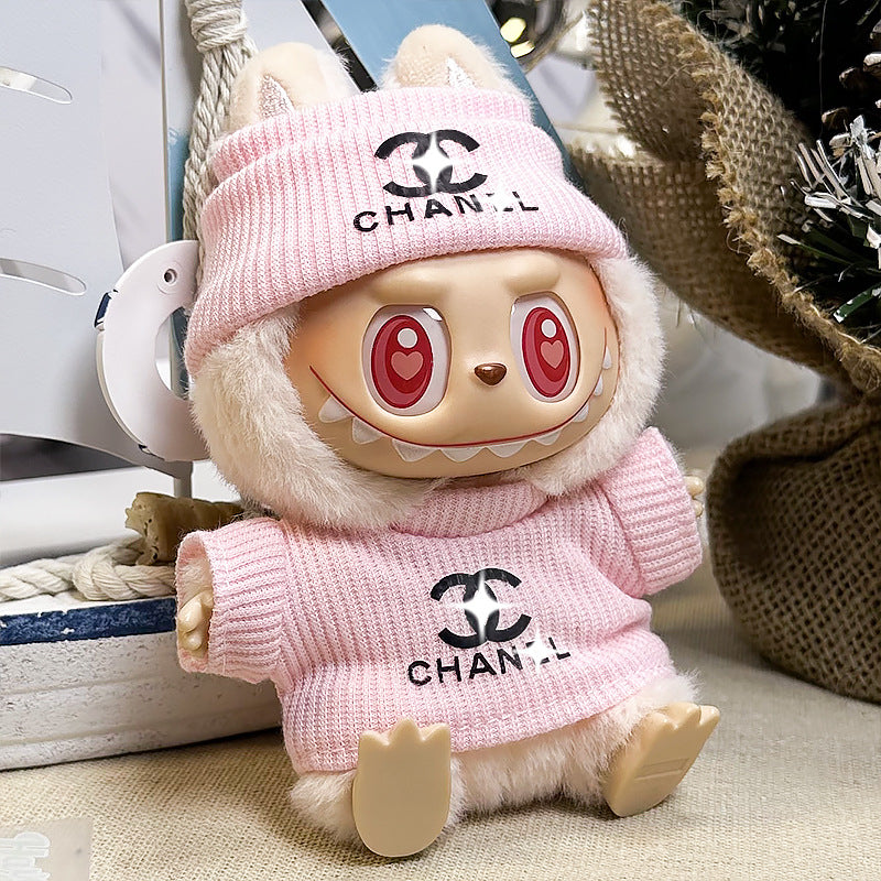 【Doll Clothes Only】Cute Pink Labubu Clothing 2-Piece Set
