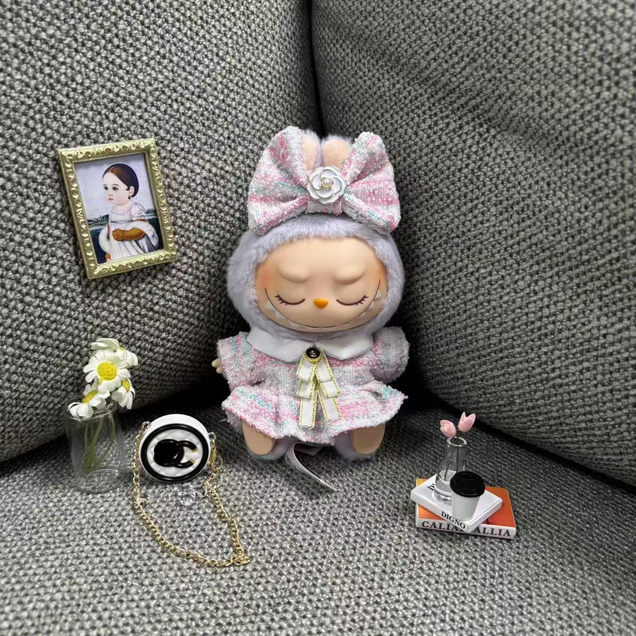 【Doll Clothes Only】P Checked Pattern Labubu Clothing 2-Piece Set