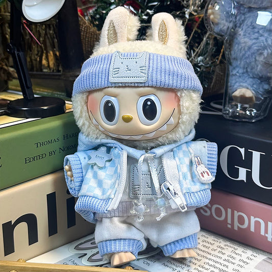 【Doll Clothes Only】Light Blue Labubu Clothing 4-Piece Set