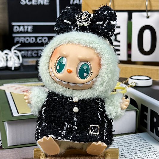 【Doll Clothes Only】 Black and Colorful Labubu Clothing 2-Piece Set