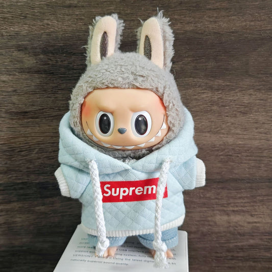 【Doll Clothes Only】Blue Sweatshirt Set Labubu Clothing 2-Piece Set