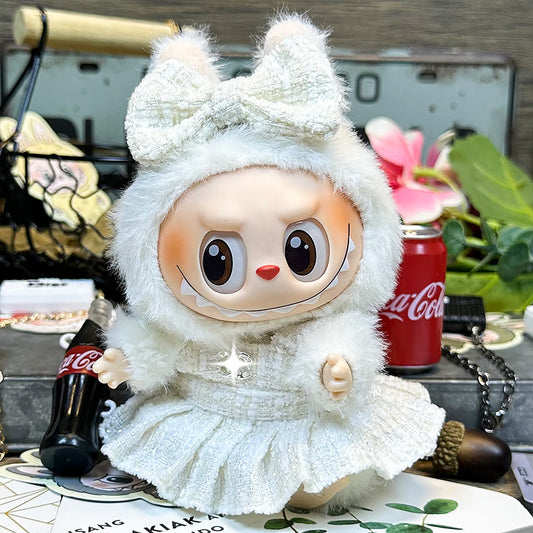 【Doll Clothes Only】Pure White Labubu Clothing 2-Piece Set