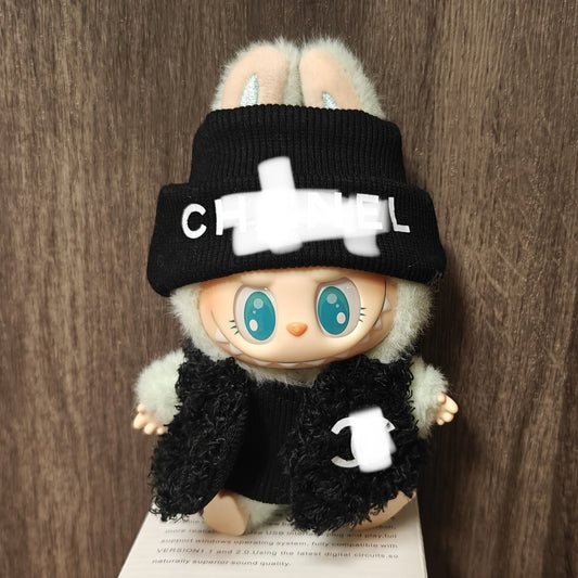 【Doll Clothes Only】 Black Hat Labubu Clothing 2-Piece Set