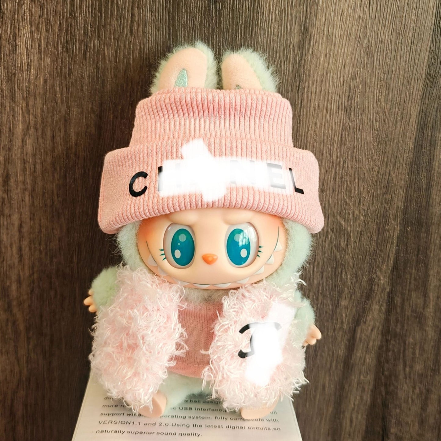 【Doll Clothes Only】 Pink Hat Labubu Clothing 2-Piece Set