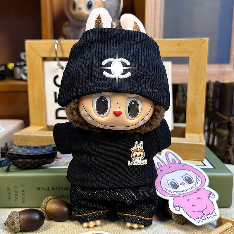 【Doll Clothes Only】All Black Labubu Clothing 3-Piece Set