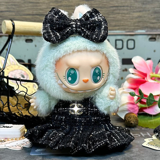 【Doll Clothes Only】 Black bow Labubu Clothing 2-Piece Set