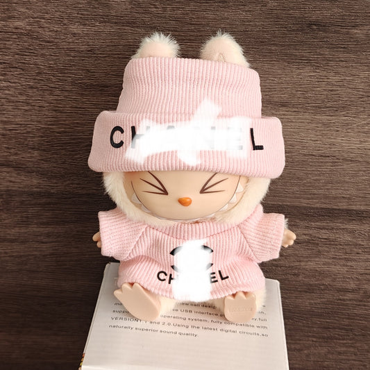 【Doll Clothes Only】Cute Pink Labubu Clothing 2-Piece Set