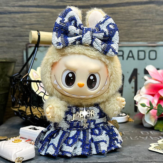 【Doll Clothes Only】Blue Dress Labubu Clothing 2-Piece Set