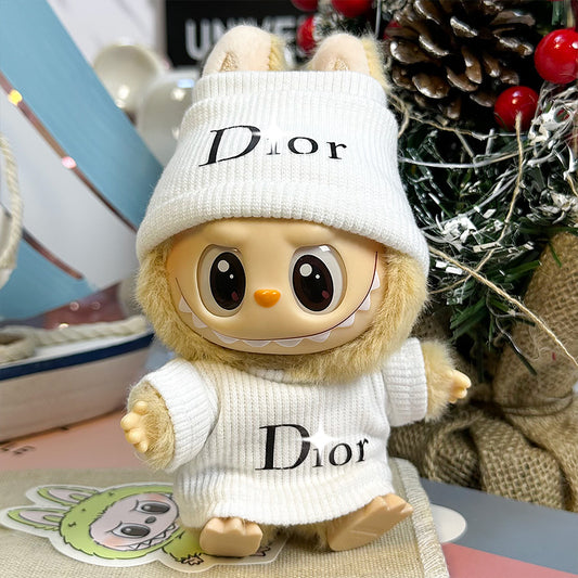 【Doll Clothes Only】Elegant White Labubu Clothing 2-Piece Set