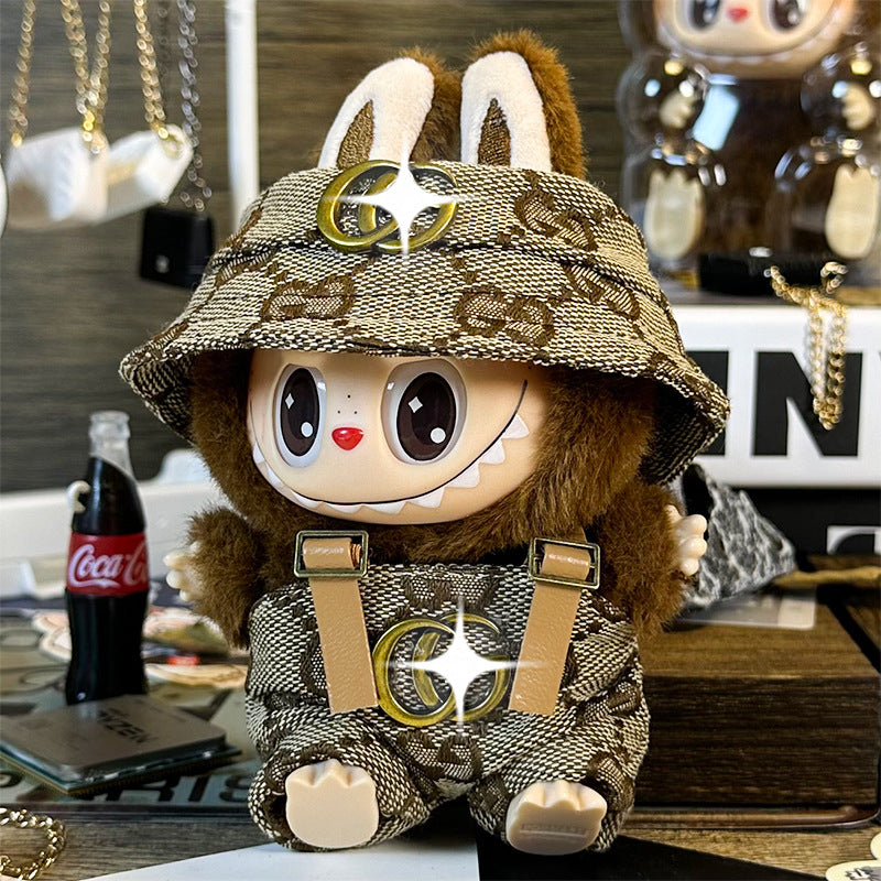 【Doll Clothes Only】 Fisherman Hat Labubu Clothing 2-Piece Set