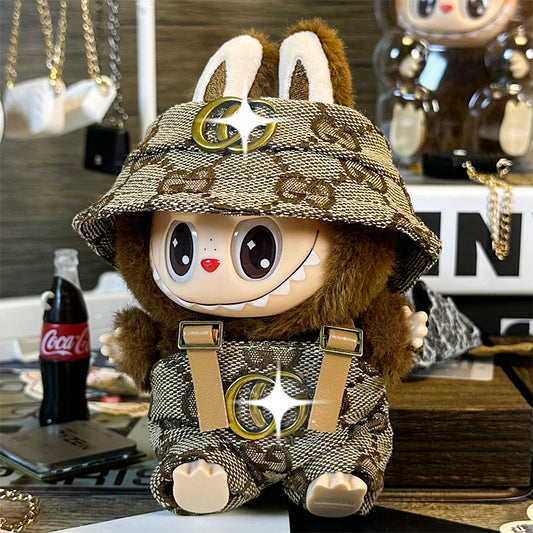 【Doll Clothes Only】 Fisherman Hat Labubu Clothing 2-Piece Set