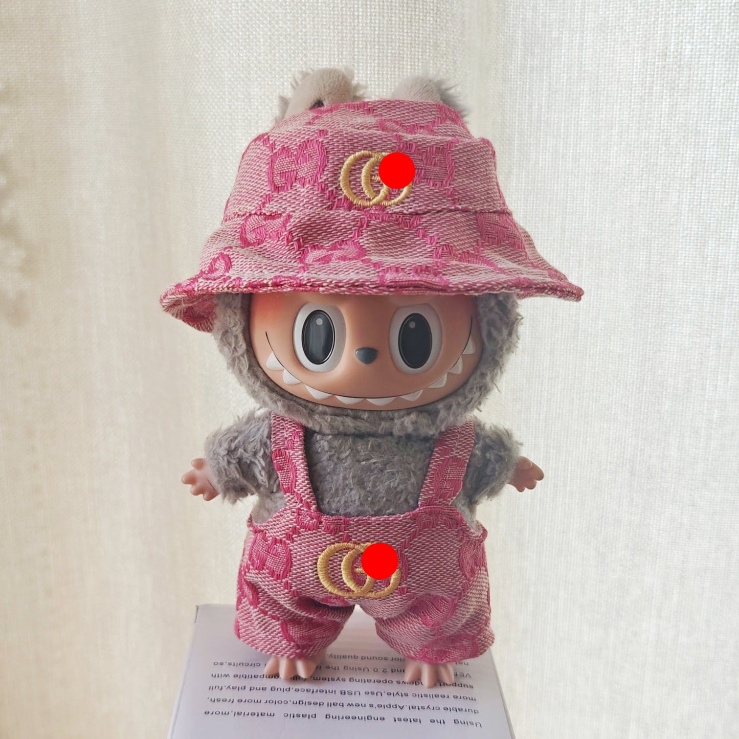 【Doll Clothes Only】 Pink G Labubu Clothing 2-Piece Set