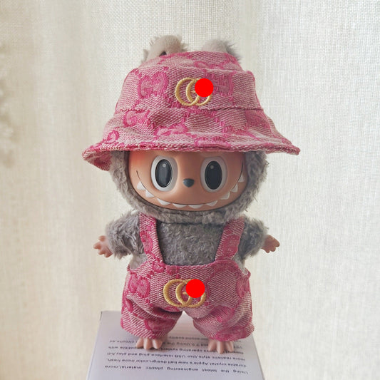 【Doll Clothes Only】 Pink G Labubu Clothing 2-Piece Set