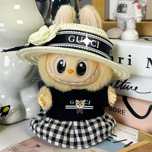 【Doll Clothes Only】Black And White Fashion Labubu Clothing 3-Piece Set