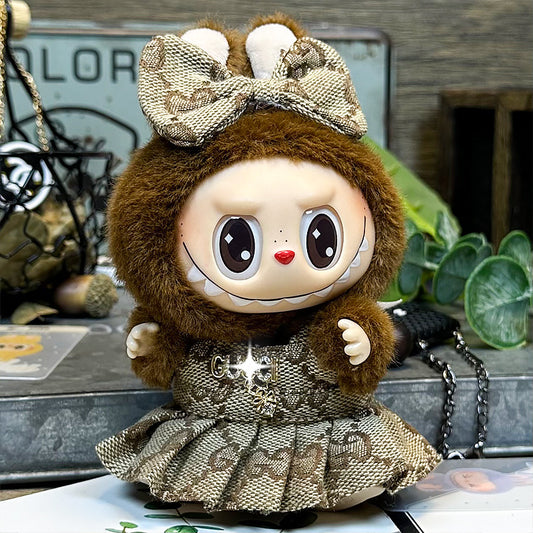 【Doll Clothes Only】Brown Classic Labubu Clothing 2-Piece Set