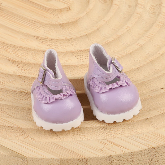 Small Purple Leather Shoes With Lace
