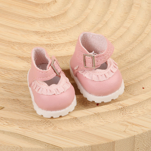 Small Pink Leather Shoes With Lace