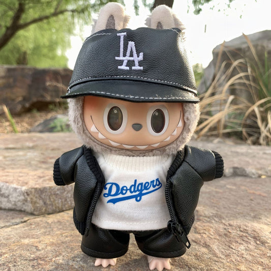 【Doll Clothes Only】Cool Leather Suit Labubu Clothing 4-Piece Set