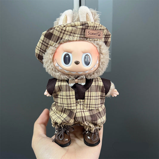 【Doll Clothes Only】Brown Suit Labubu Clothing 4-Piece Set
