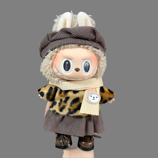【Doll Clothes Only】Leopard Print Suit Labubu Clothing 4-Piece Set