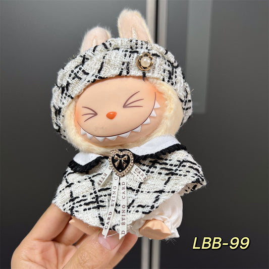 【Doll Clothes Only】White Academic Style Labubu Clothing 2-Piece Set