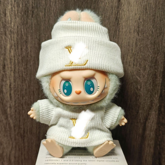 【Doll Clothes Only】White Cute Labubu Clothing 2-Piece Set