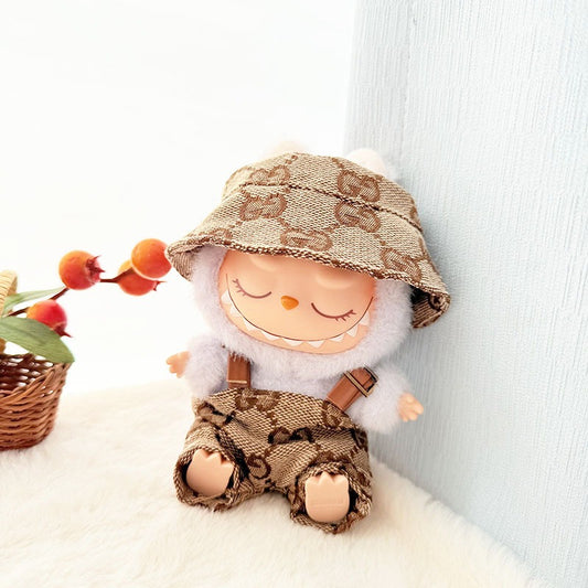 【Doll Clothes Only】Brown Rome Labubu Clothing 2-Piece Set