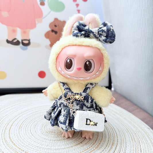 【Doll Clothes Only】Blue Fashion Labubu Clothing 3-Piece Set