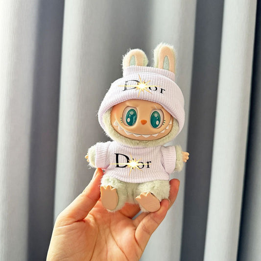 【Doll Clothes Only】White Classic Labubu Clothing 2-Piece Set