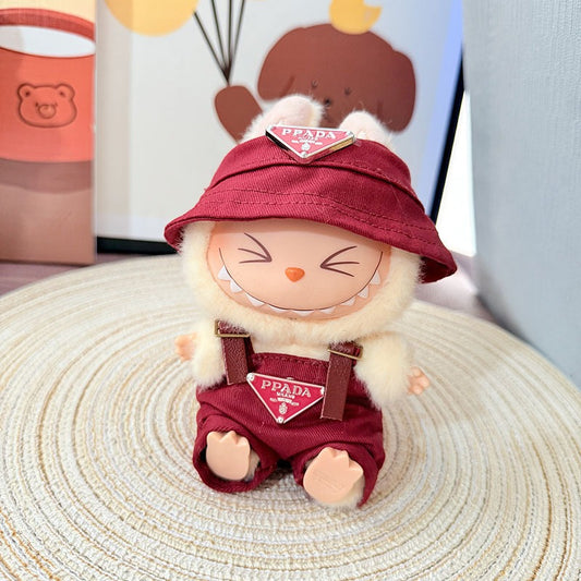 【Doll Clothes Only】Burgundy Classic Labubu Clothing 2-Piece Set