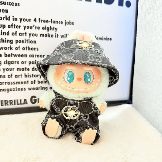 【Doll Clothes Only】Black Cool fashion Labubu Clothing 2-Piece Set