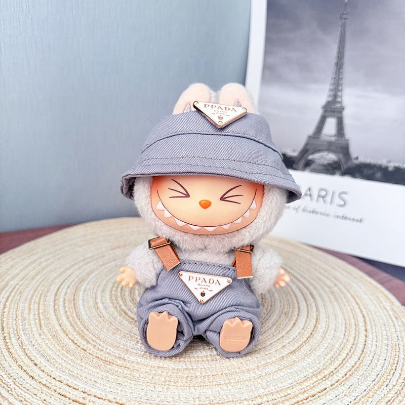 【Doll Clothes Only】Gray Cool fashion Labubu Clothing 2-Piece Set