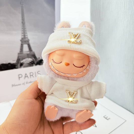 【Doll Clothes Only】White Diamond Labubu Clothing 2-Piece Set