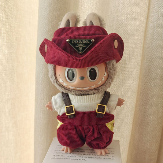 【Doll Clothes Only】Red Naughty Labubu Clothing 3-Piece Set