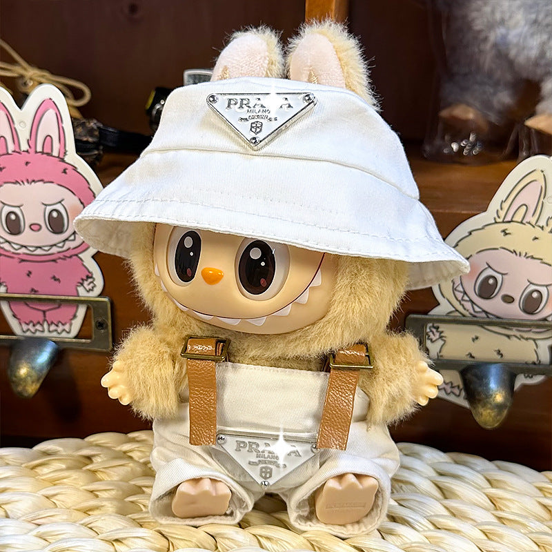 【Doll Clothes Only】White Cool Labubu Clothing 2-Piece Set