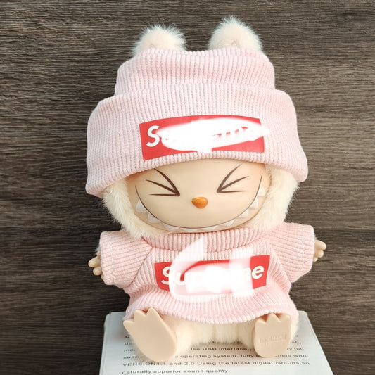 【Doll Clothes Only】S Cute Pink Labubu Clothing 2-Piece Set