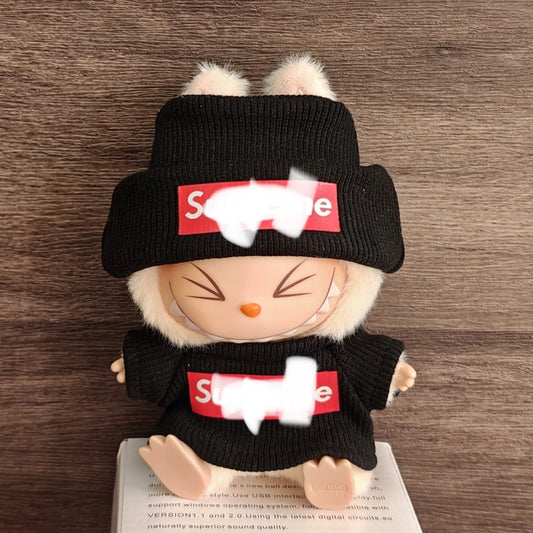 【Doll Clothes Only】S Cute Black Labubu Clothing 2-Piece Set