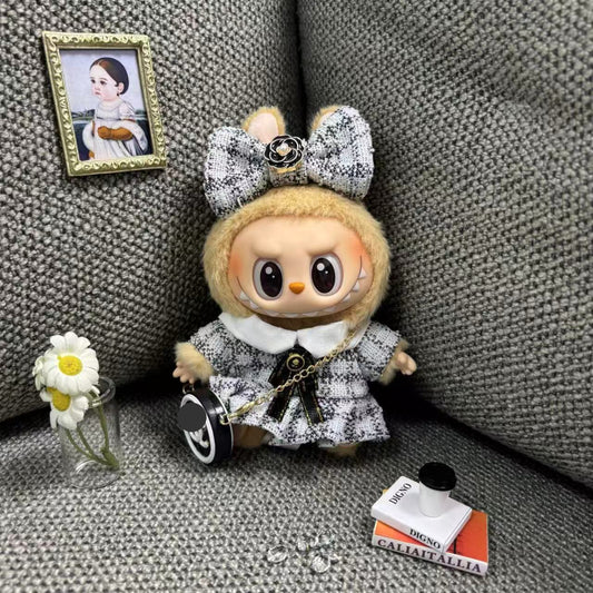 【Doll Clothes Only】X Checked Pattern Labubu Clothing 2-Piece Set