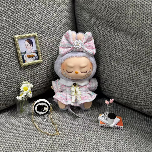 【Doll Clothes Only】P Checked Pattern Labubu Clothing 2-Piece Set