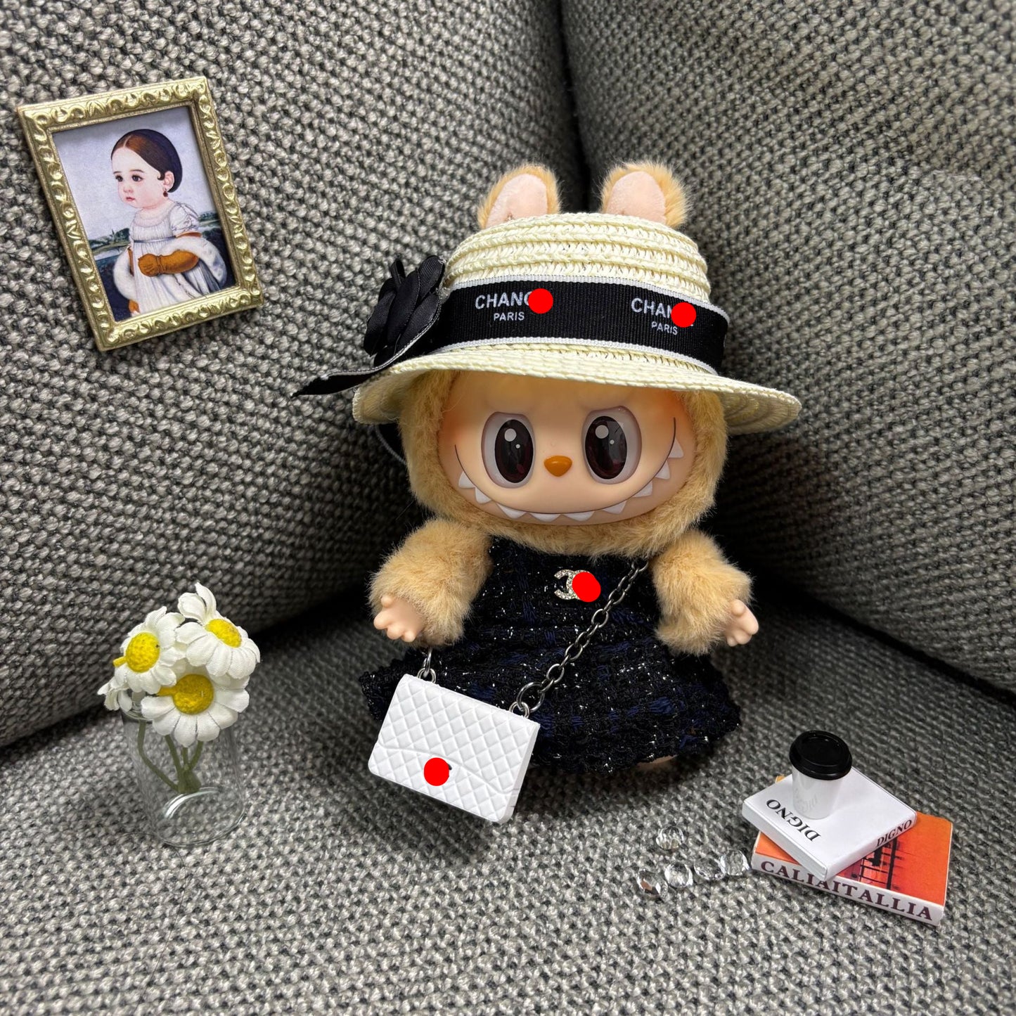 【Doll Clothes Only】C Checked Pattern Labubu Clothing 2-Piece Set