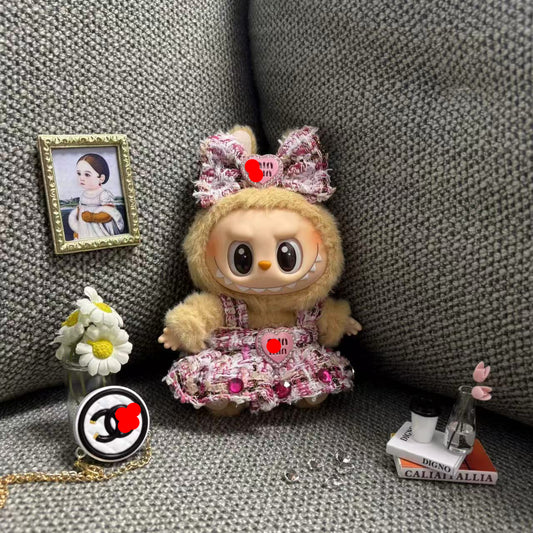 【Doll Clothes Only】 M Checked Pattern Labubu Clothing 2-Piece Set