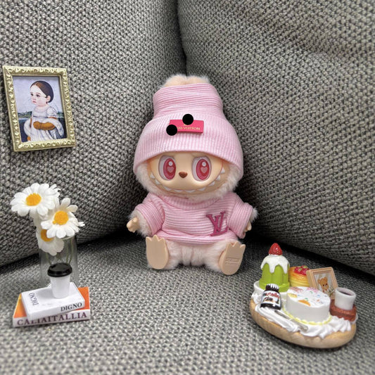 【Doll Clothes Only】 L Checked Pattern Labubu Clothing 2-Piece Set