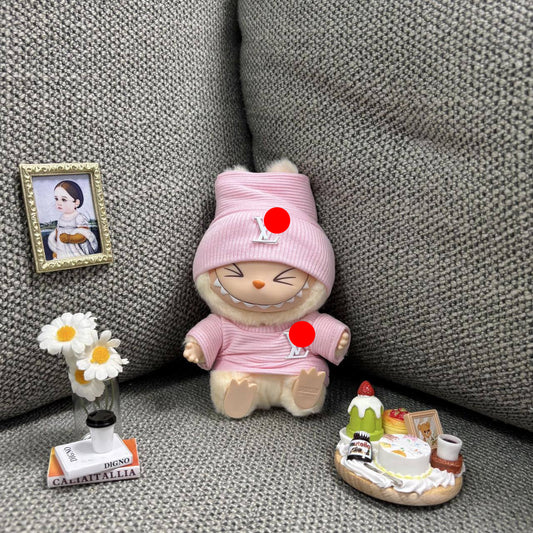 【Doll Clothes Only】 L Checked Pattern Labubu Clothing 2-Piece Set