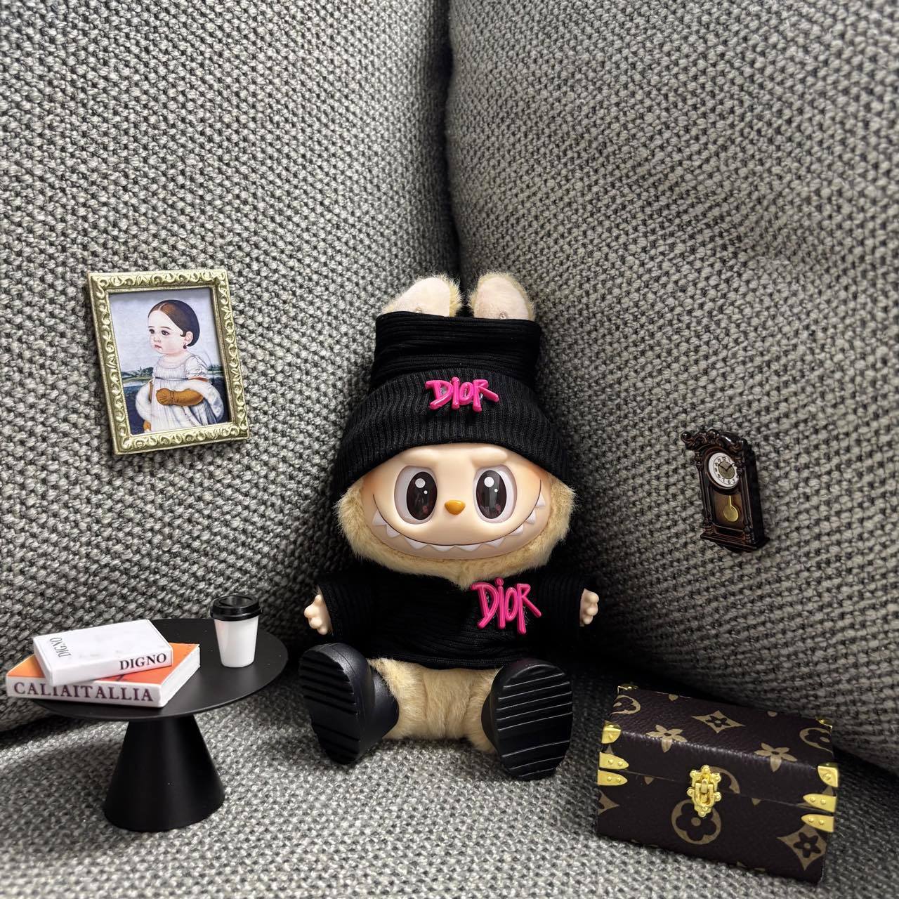 【Doll Clothes Only】Black Simple Labubu Clothing 2-Piece Set