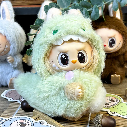 【Doll Clothes Only】Three-Dimensional Green Dinosaur Labubu Clothing 2-Piece Set