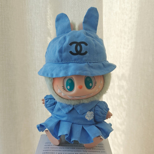 【Doll Clothes Only】Blue Skirt Suit Labubu Clothing 2-Piece Set