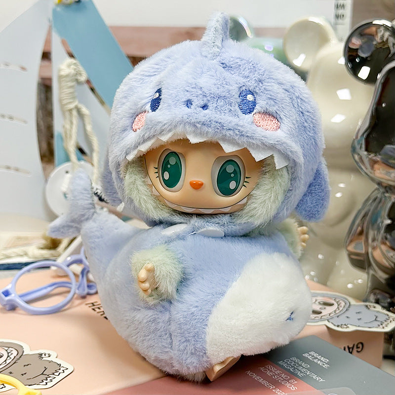 【Doll Clothes Only】Three-Dimensional Blue Shark Labubu Clothing 2-Piece Set