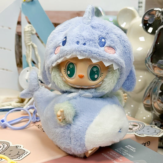 【Doll Clothes Only】Three-Dimensional Blue Shark Labubu Clothing 2-Piece Set