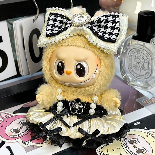 【Doll Clothes Only】Small Black Paris Labubu Clothing 2-Piece Set